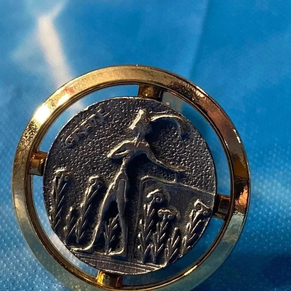 Crete  Coin Silver and Gold Tone Cuff Links Cufflinks - Vintage - Picture 9 of 14